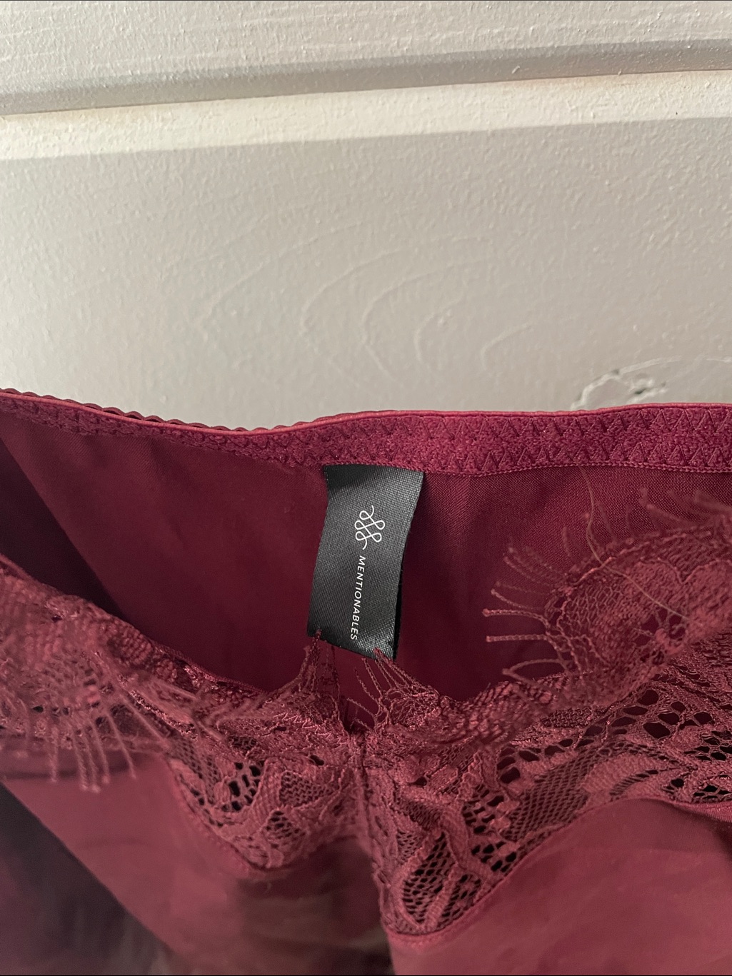 Women’s Burgundy Lace-Trim Satin Chemise Set — image 2 of 6